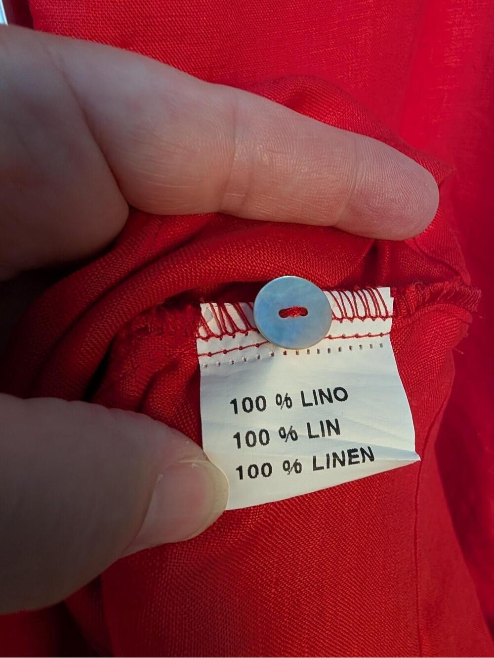 Resortwear Vibes Idillio Positano Red Linen Tiered Shift Dress Italy M - Picture 6 of 6